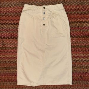 ADRIANO GOLDSCHMIED CREAM TAN MIDI DENIM WESTERN SKIRT